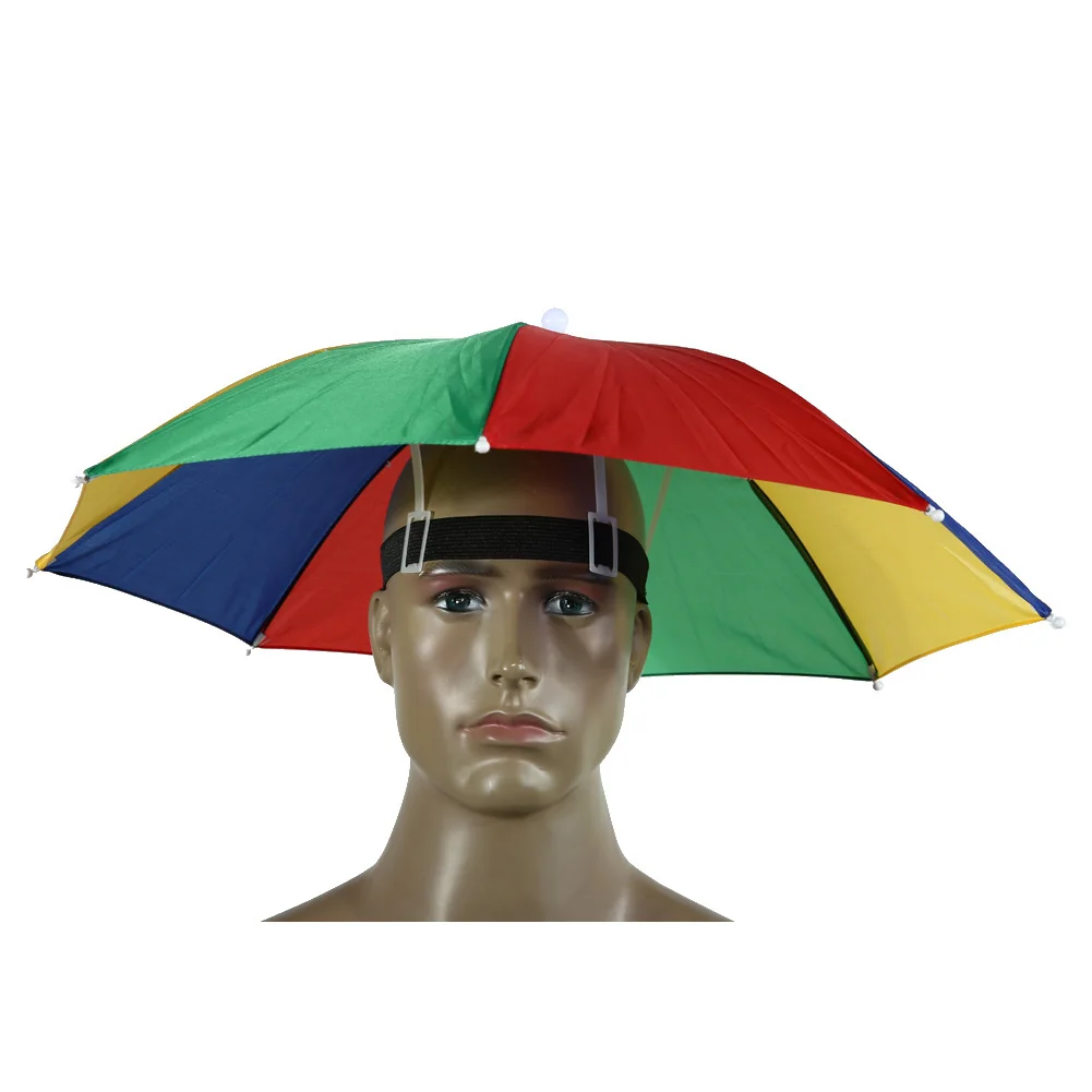 Outdoor Foldable Head Umbrella Hat Anti-Rain Anti-Sun Head-Mounted Headwear Sun Cap for Fishing Golf Cycling Hiking Camping