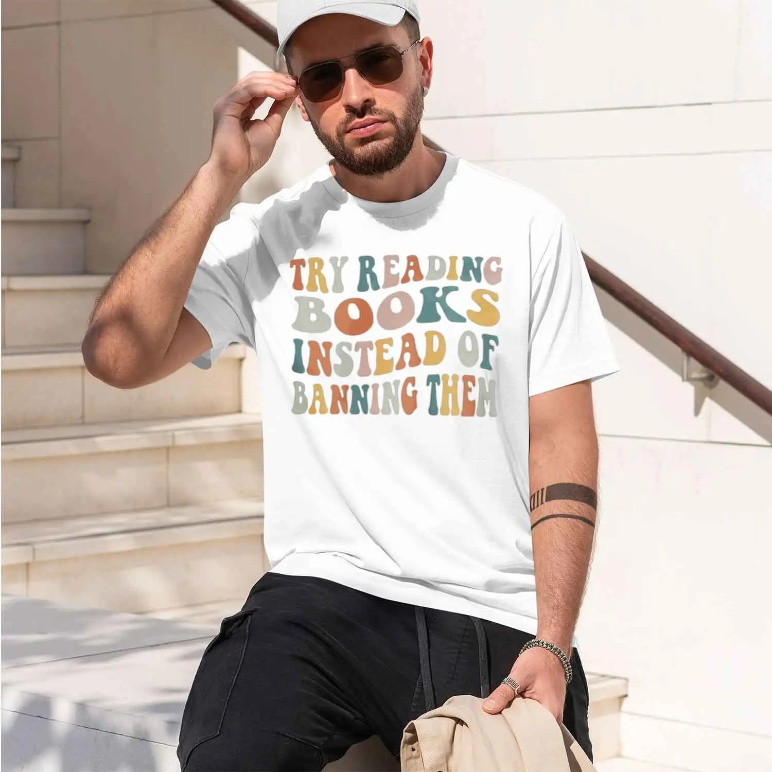 Try Reading Books Instead of Banning Them Read Banned Bookish Book Club Reading Librarian Fashion Printed T-shirt s 2026 New Mod
