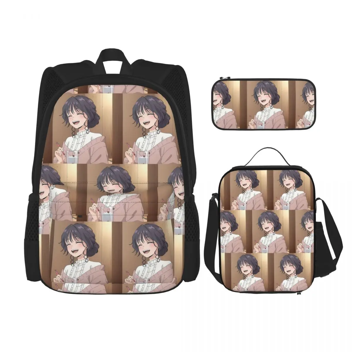 

The Fragrant Flower Blooms With Dignity Anime Backpacks Students Bookbag School Bags Rucksack Lunch Bag Pen Bag Three-Piece Set