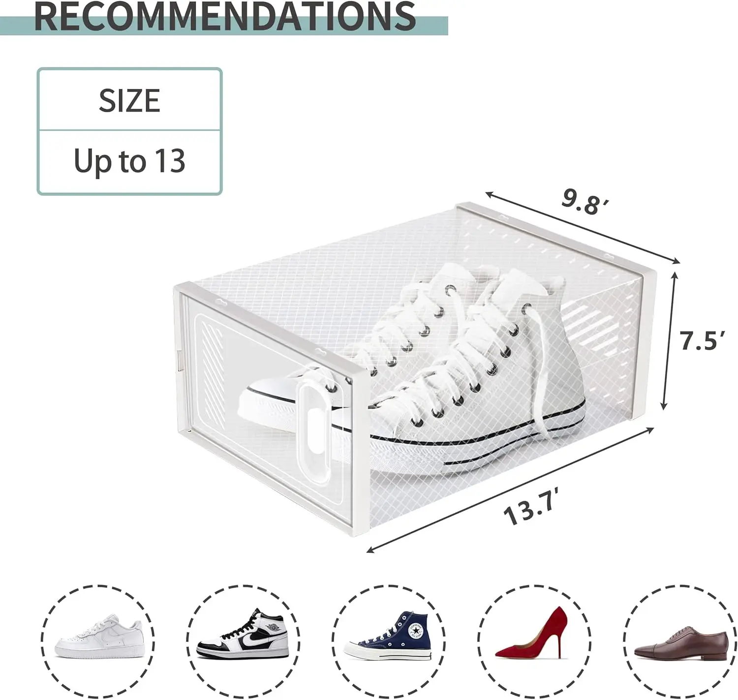 12 Pack XX-Large Shoe Storage Boxes, Boxes Clear Plastic Stackable, Shoe Organizer Boxes with Lids, Container Boxes