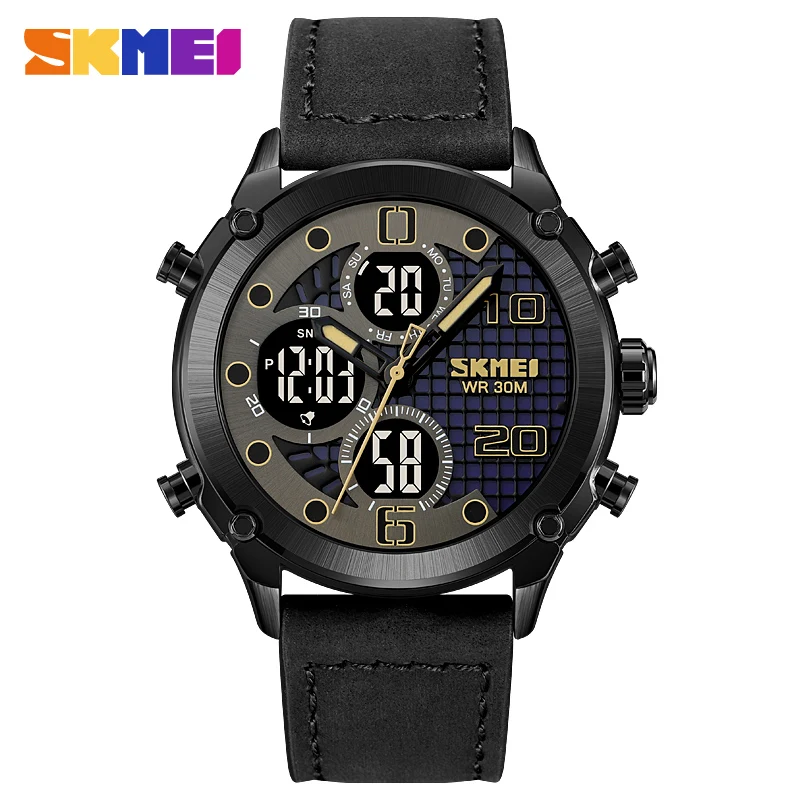 Men Digital Watch Leather/stainless Steel Band Waterproof 3time Fashion Man Watch Quartz Electronic Watches Relogios Masculino