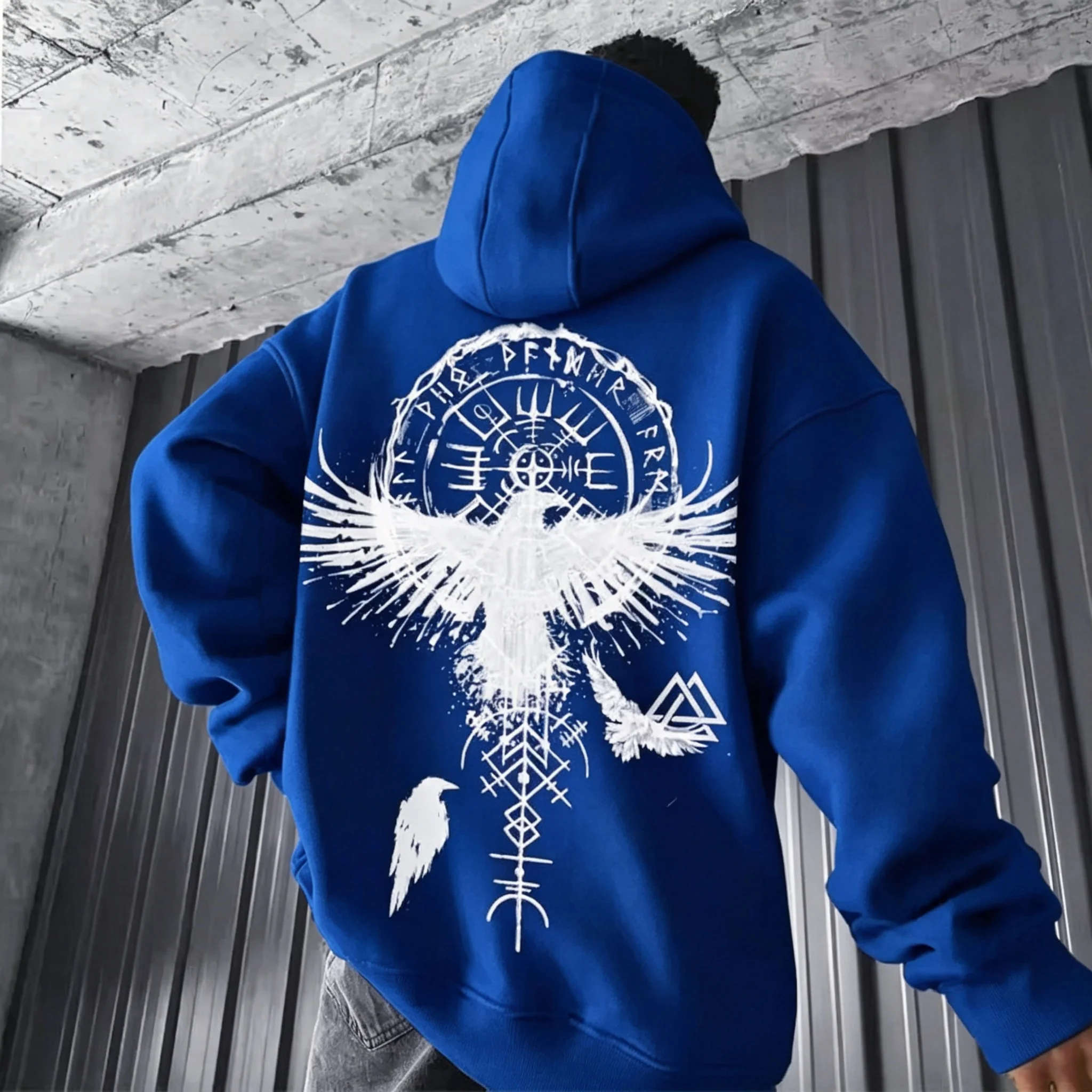 2026 Herren Y2K Viking-Totem-Adler-Print Hoodie Herbst Winter Lässiger Pullover Sweatshirt Lockerer Streetwear Alltags-Outdoor-Sport-Oberteil – Detail 20