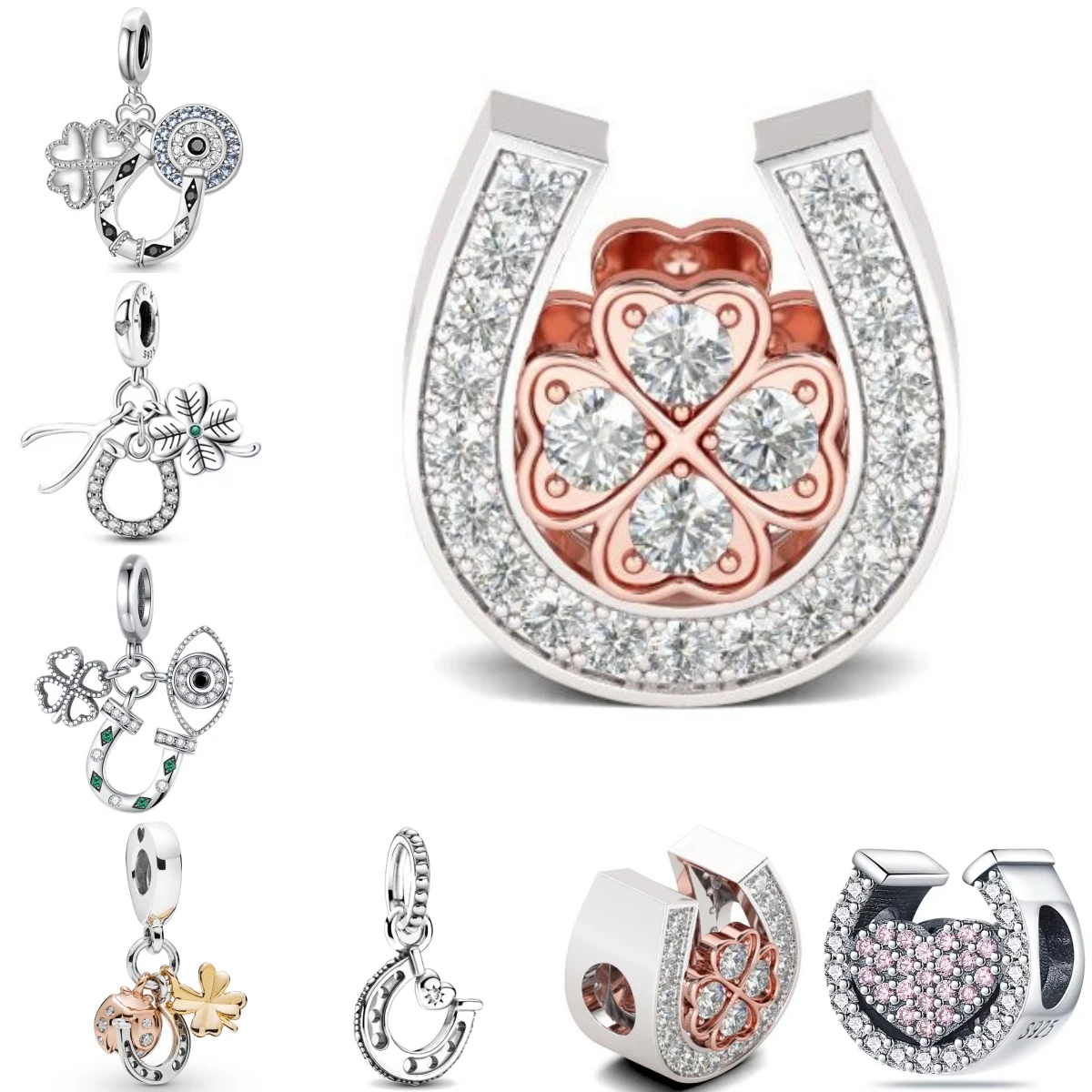 

Новый стерлингового серебра 925 пробы, счастливый четырехлистный клевер, подвеска-цепочка из бисера, подходит для оригинального браслета-подвески, женские украшения своими руками