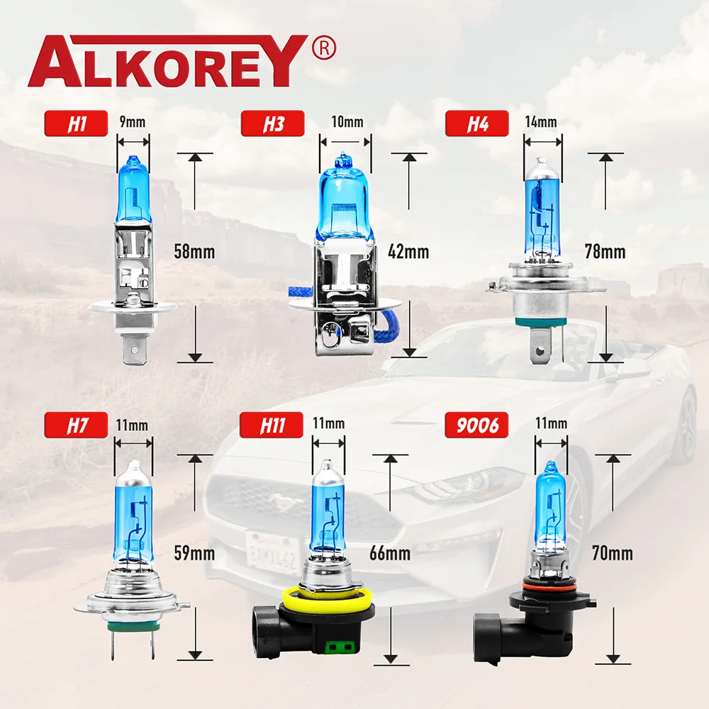 ALKOREY 2 ชิ้น 12 โวลต์ 55 วัตต์ H11 หลอดฮาโลเจน 5000 พันแก้วควอตซ์รถหมอกอัตโนมัติหลอดไฟฮาโลเจนไฟหน้าหลอดไฟ Super White หมอกไฟ
