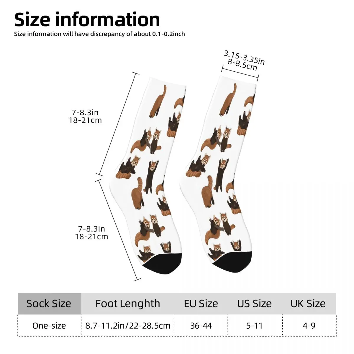 Red Pandas White Background Red Cute Panda Sock Printed Man Polyester