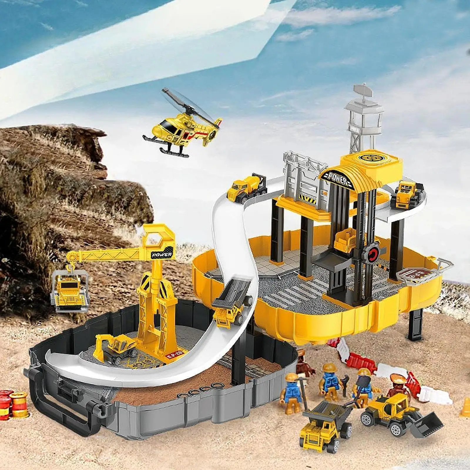Engineering Vehicle Toys Set Track Parking Lot Baby Toy Cars Race Track Car Inertia Toy Cars for Boys Girls Children Toddlers