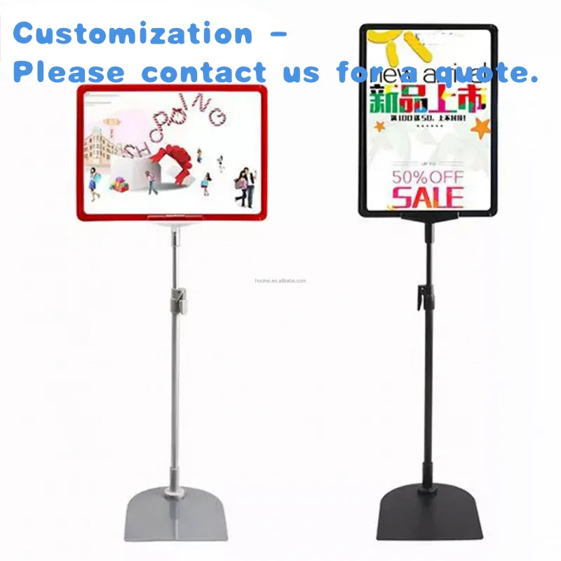 

custom.Supermarket Retail Plastic Promotion Advertising Poster Sign Holder Board Floor Display Stand Poster Frame