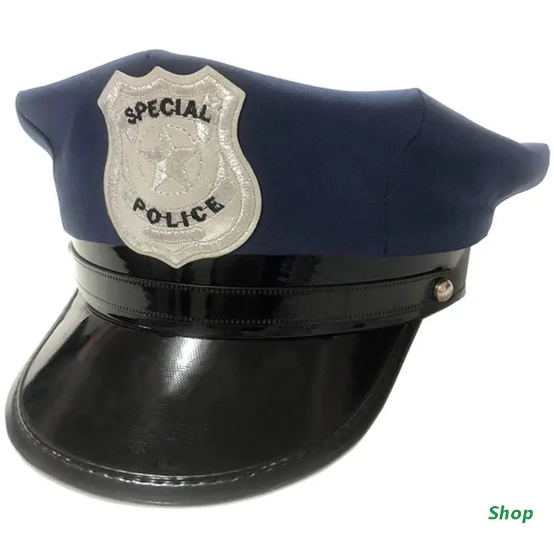 L5YC Performance Military Hat Police with Badge Octagonal Hat for Carnival