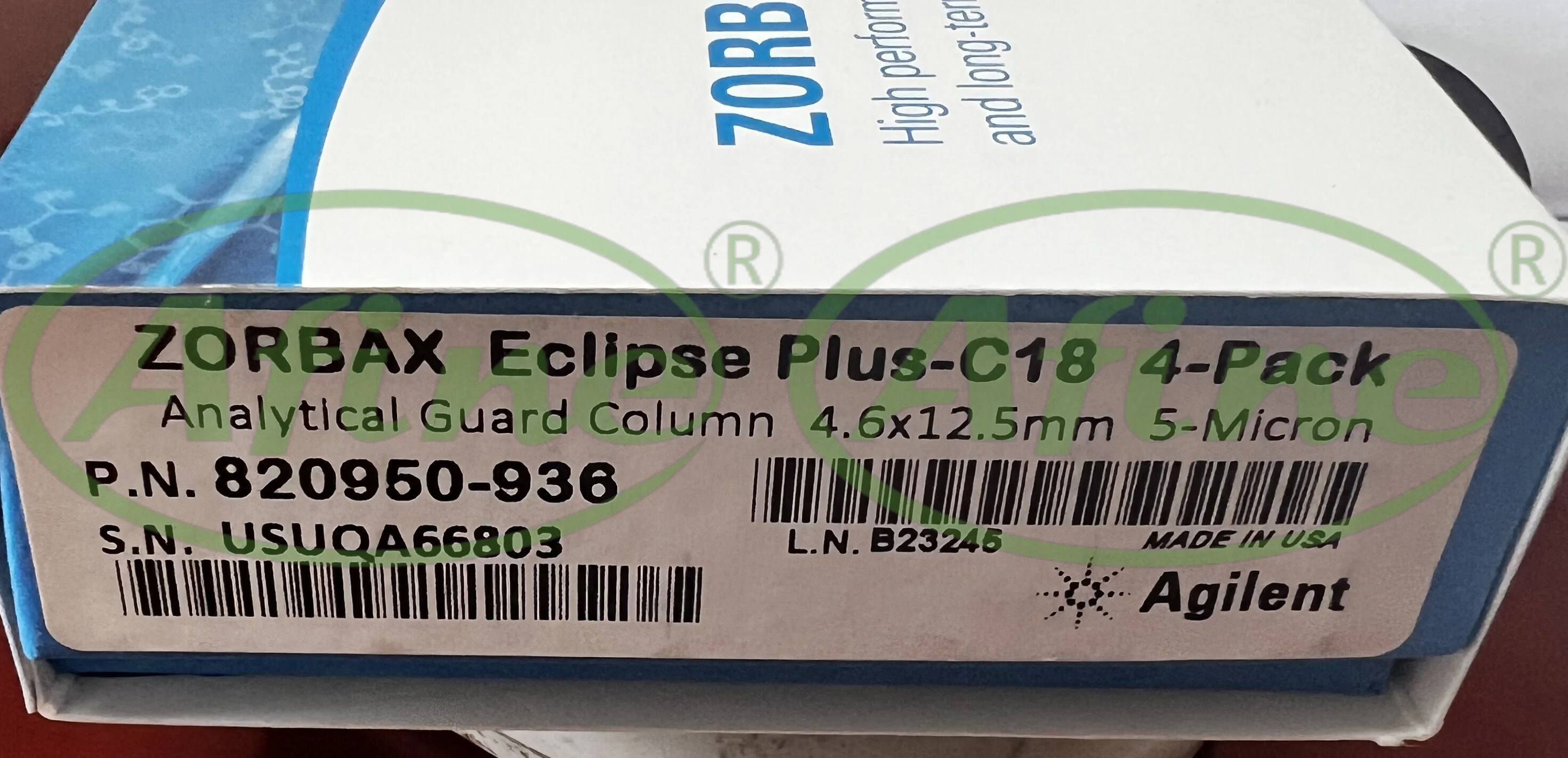 AFINE Agilent 820950-936,ZORBAX Eclipse Plus C18, 4.6 x 12.5 mm, 5 µm, 400 bar,Protective Column Cores (ZGC), 4/pkg