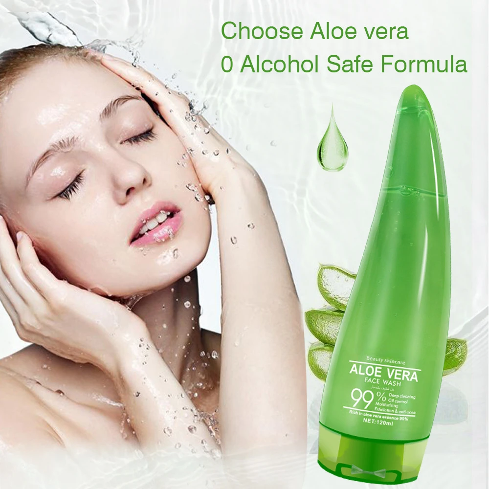 120ml revitalizing moisturizing Aloe Essence Facial Cleanser Mild Moisturizing Oil-Control Facial exfoliating gel Cleanser