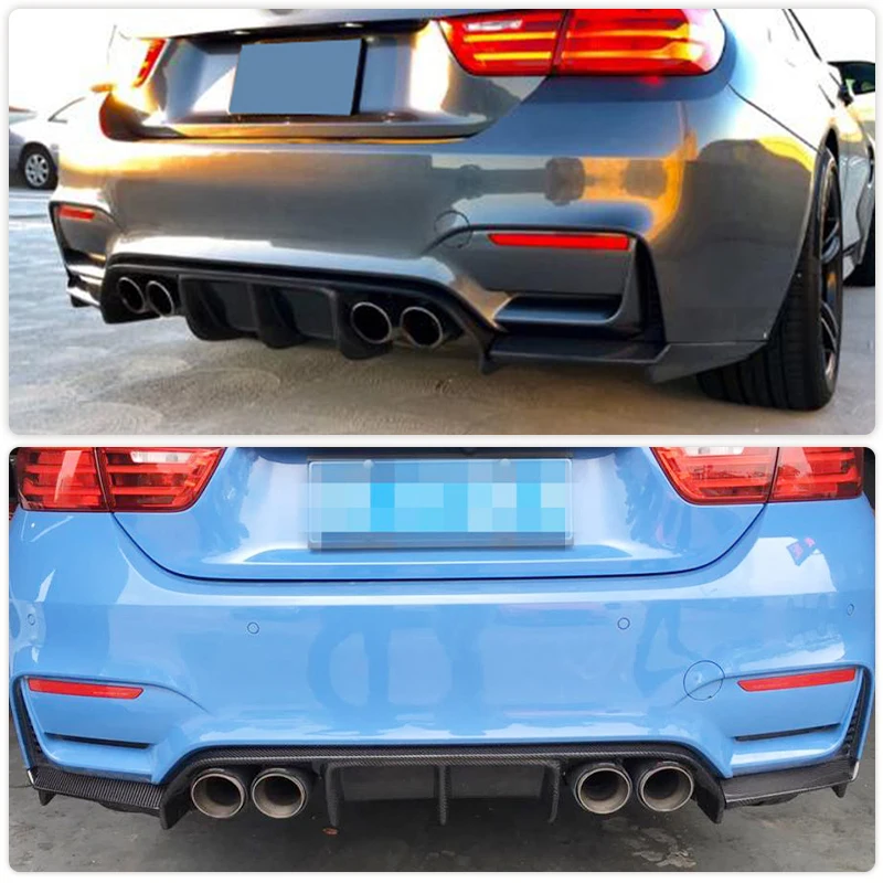 Car Rear Bumper Diffuser With Splitters Carbon Fiber for BMW F80 M3 F82 F83 M4 2014-2019 Rear Diffuser Lip Spoiler Body Kits