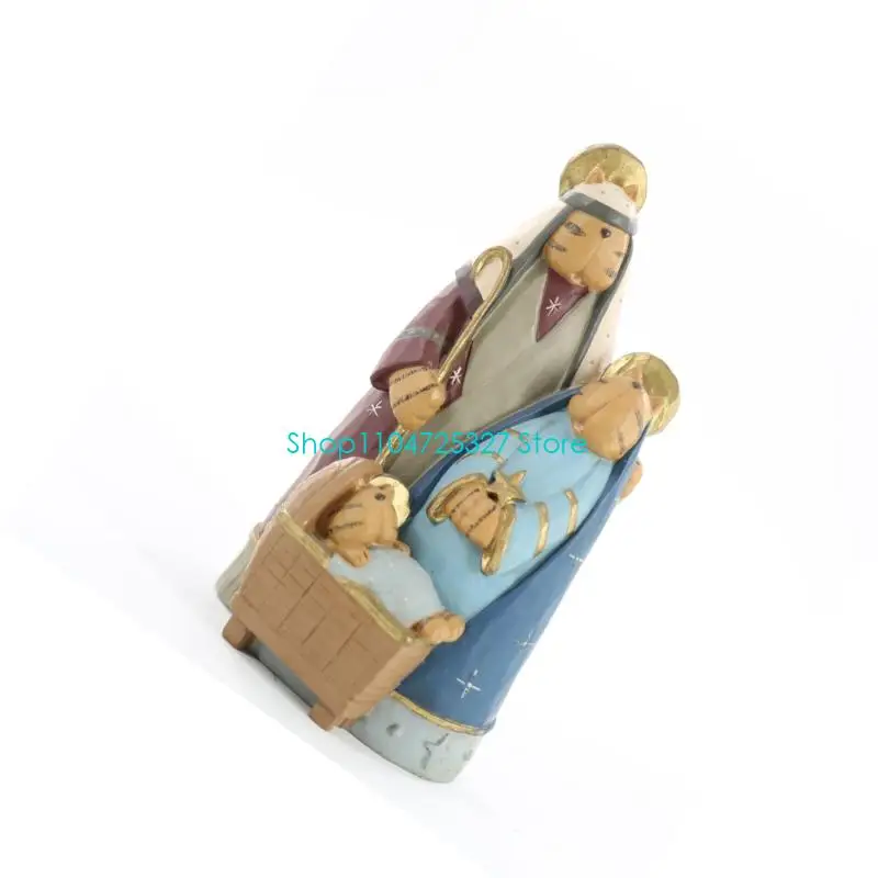 D8KF Holy Family Statues with Hook Wall Decors Christmas Nativity Decorative Figurine