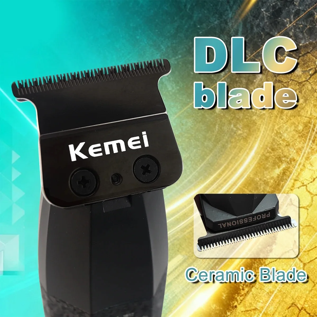 Kemei 1817 Zero Gapped Hair Trimmer Men DLC T-Blade All Metal Hair Clipper Low Noise Professional Finishing Hair Cutting Machine
