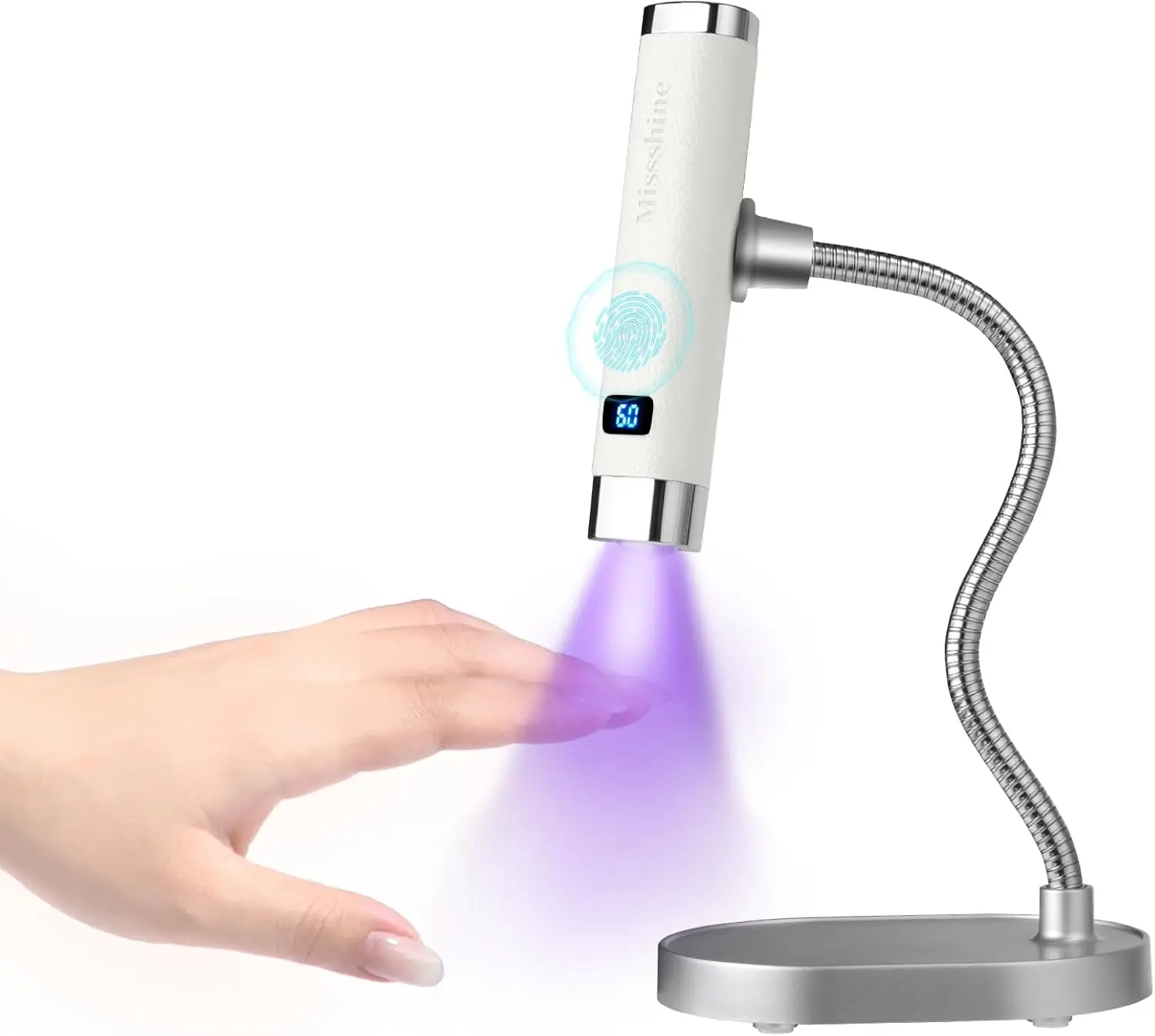 مصباح أظافر محمول بالأشعة فوق البنفسجية، مجفف أظافر LED قابل لإعادة الشحن مع مستشعر تلقائي، مصباح أظافر لاسلكي سريع المعالجة (أبيض)