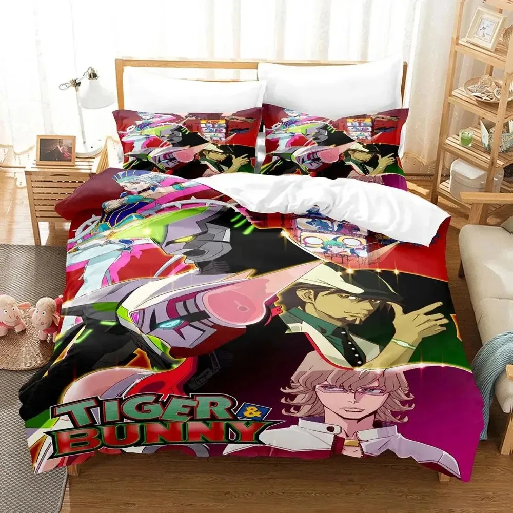 Anime Tiger & Bunny Bedding Set Duvet Cover Bed Set Quilt Cover Pillowcase Comforter king Queen Size Boys Adult Bedding Set