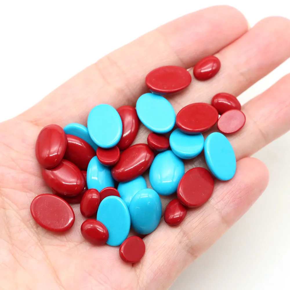 10pcs/lot Turquoise Natural Stone Oval Cabochon Beads Flat Back Cab Cameo for DIY Ring Pendant Necklace Jewelry Making Accessory - view 4