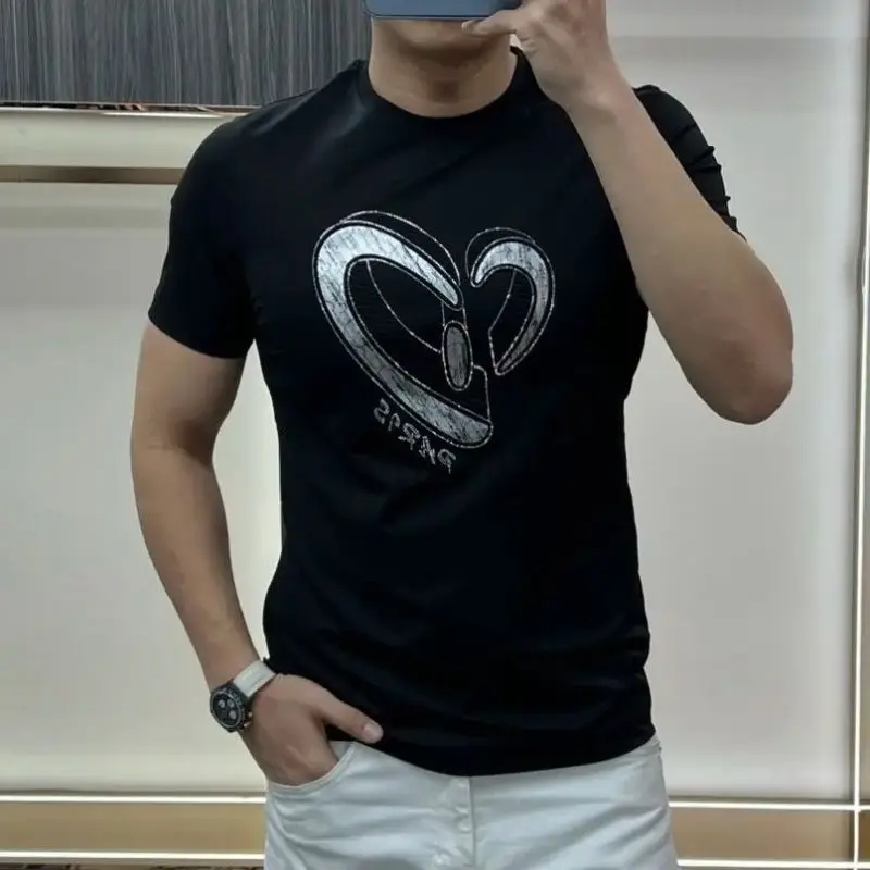 

Новинка лета 2024, мужские Модные приталенные классические универсальные пуловеры в молодежном стиле, Повседневная футболка с коротким рукавом и круглым вырезом, топы