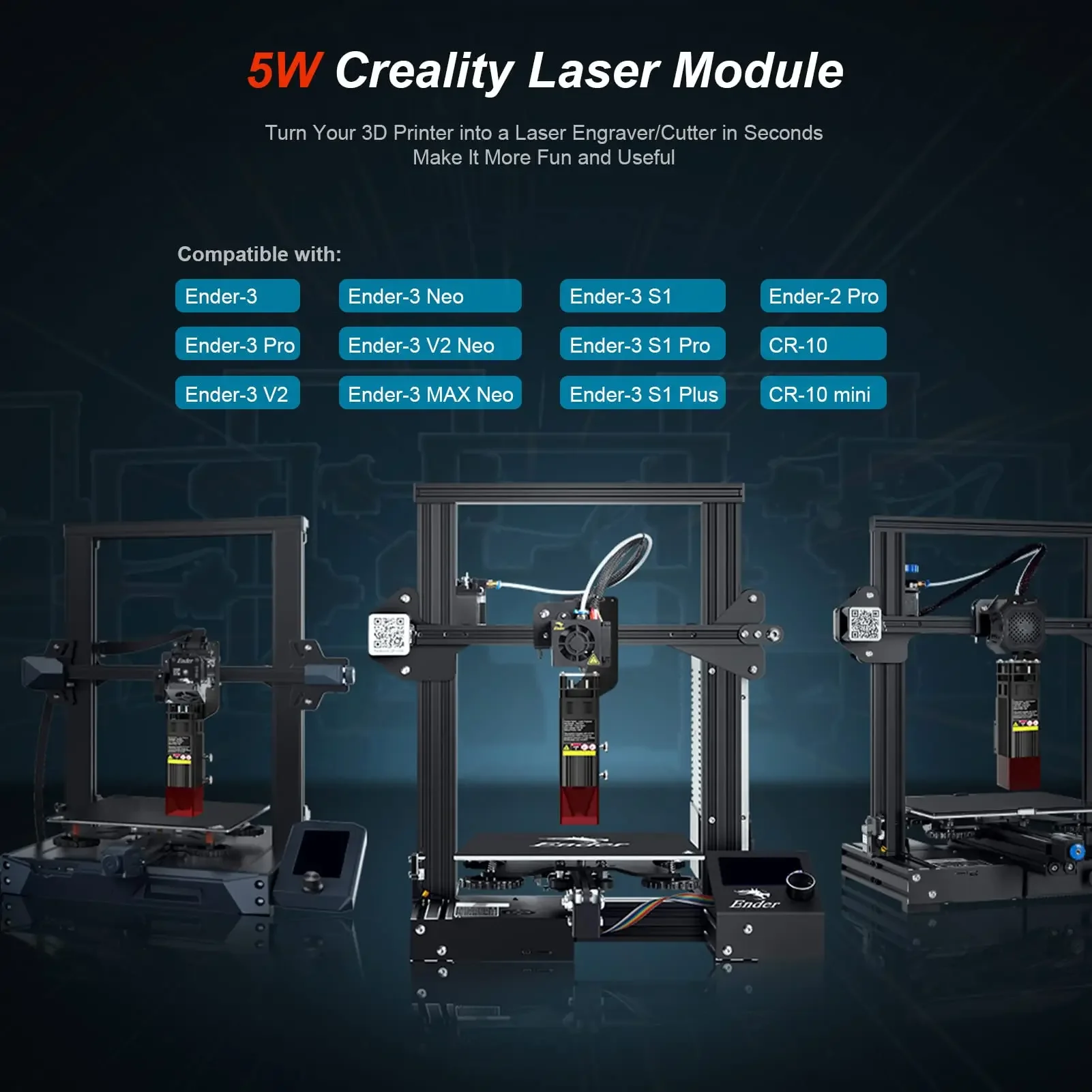 Creality Laser Module 5W for Ender-3 Neo/Ender-3 V2 Neo/Ender-3 Max Neo/Ender-3 V2/Ender 3/Ender-3 Pro/Ender-3 S1/Ender-3 S1Plus