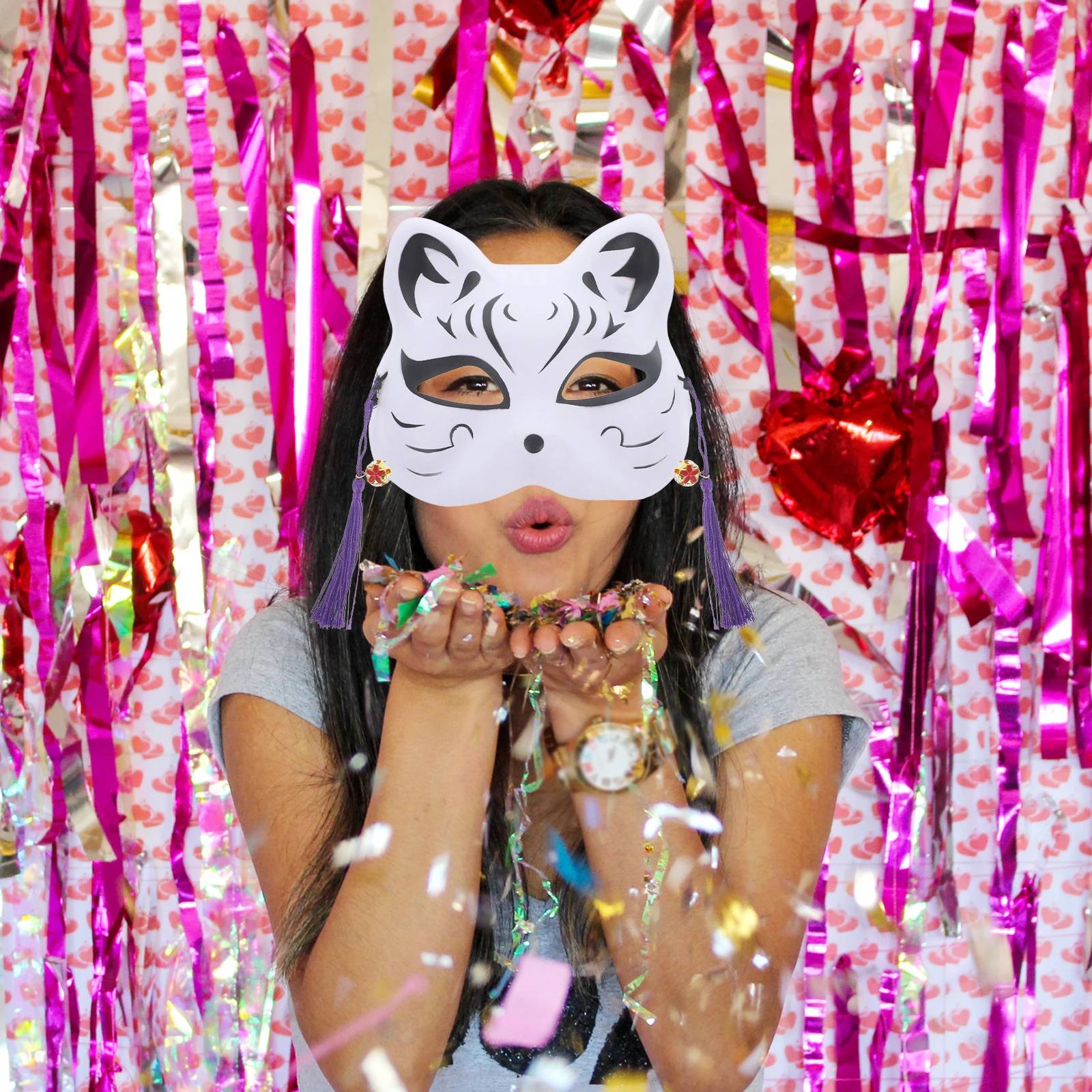 

Cat Mask Japanese Inspired Reusable Performance Accessory for Kids Adults Costume Party Photography Prop Trendy Festival