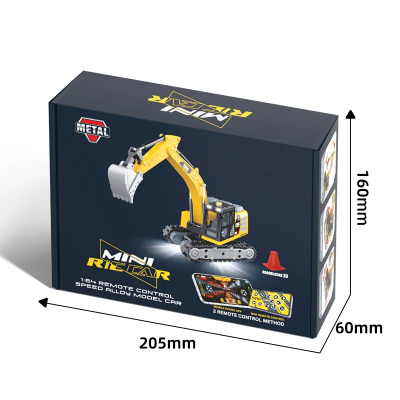 2.4G Mini Alloy RC Excavator with Light/Sounds Remote Control Excavator Engineering Vehicle Car Toy Gifts for Kids Boys HG4-301