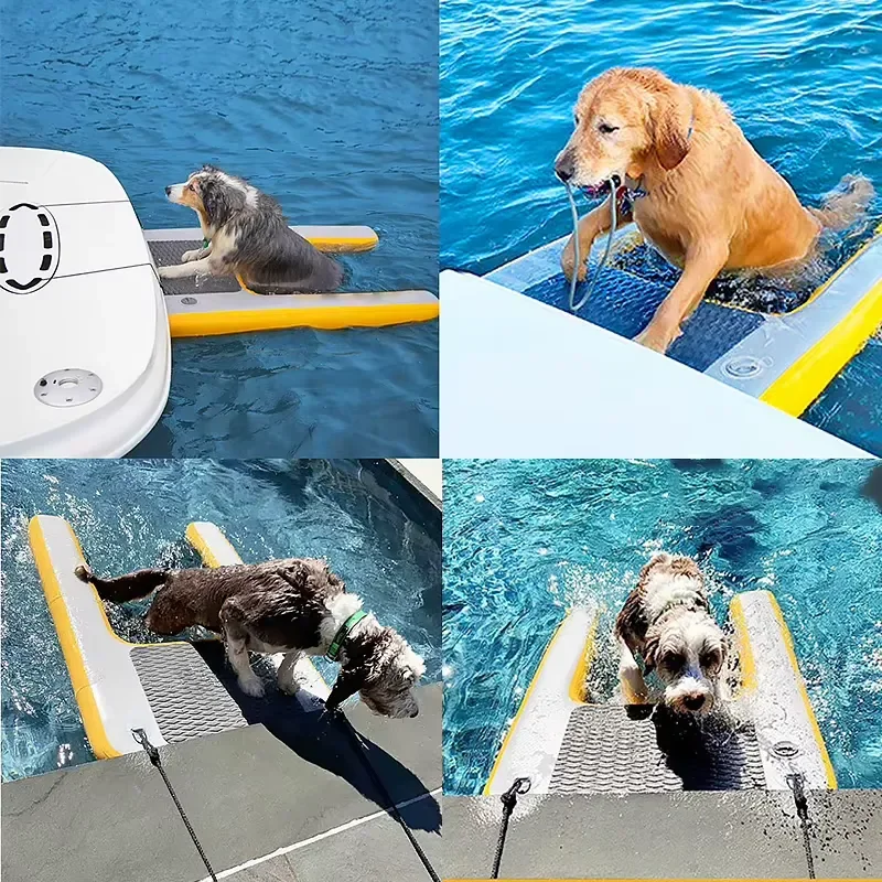Inflatable Dog Ladder Ramp Platform For Water Swimming Pool Float Climbing Aid Pet Accessory