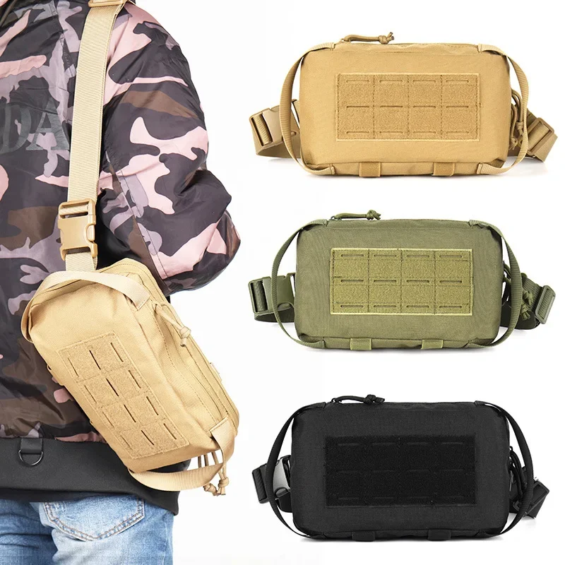 Riñonera deportiva de nailon 1000D, bolsa Molle 3P para el pecho, bolso de hombro al aire libre para herramientas, caza, Camping, senderismo