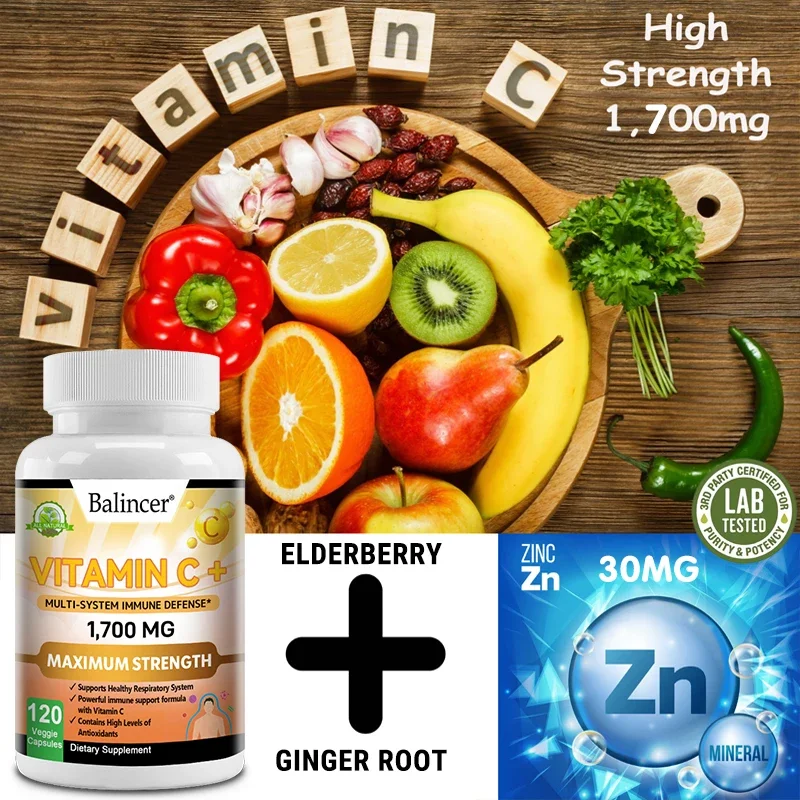 Balincer, Vitamin C and Zinc Supplements To Boost The Immune System. Anti-aging Powerful Antioxidants