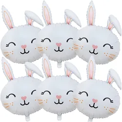 6pcs Bunny Balloons Rabbit Head Balloons Easter Party Supplies Decorations Kids Party Favor Gifts