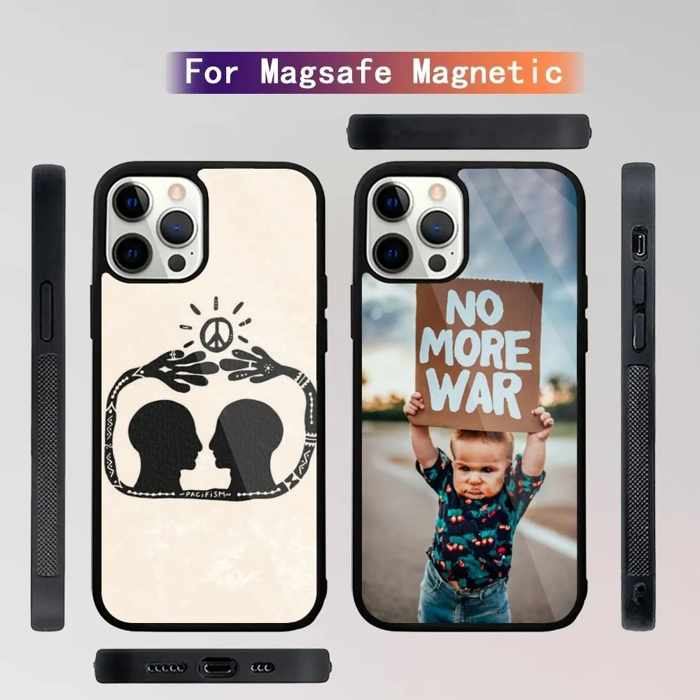 Peace No War Phone Case For iPhone 16,15,14,13,12,11,Plus,Pro,Max Mini Magsafe Magnetic Wireless Charging