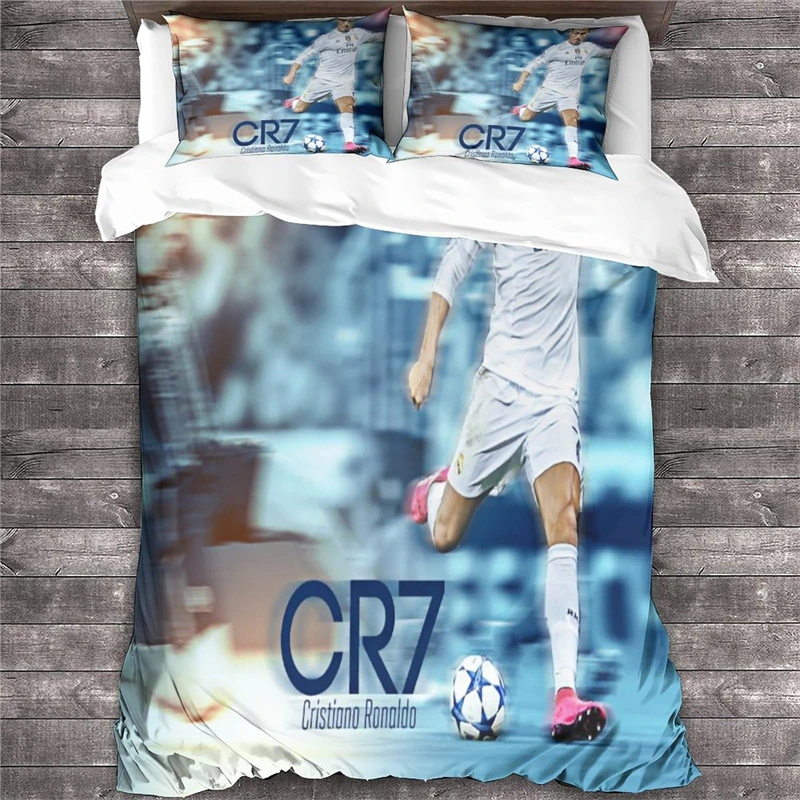 Duvet Cover Ronaldo 3D Kids Boys Girls Duvet Cover Soft Bedspread 2/3 Piece Set with Zipper Closure Soft Microfiber King Size