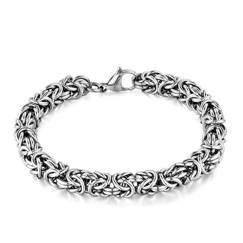 2022 New 316L Stainless Steel Byzantine Emperor Chain Bracelet for Men Women Polished Miami Cuban Smooth Kpop Jewelry Gift DIY