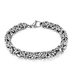 2022 New 316L Stainless Steel Byzantine Emperor Chain Bracelet for Men Women Polished Miami Cuban Smooth Kpop Jewelry Gift DIY