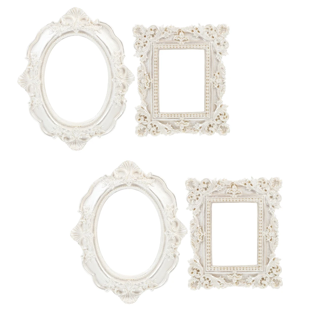 

4 Retro Photo Frame Props Oval Resin Decorative Wedding Home Picture Frames Jewelry Display Safe Practical Baby Growth Memory