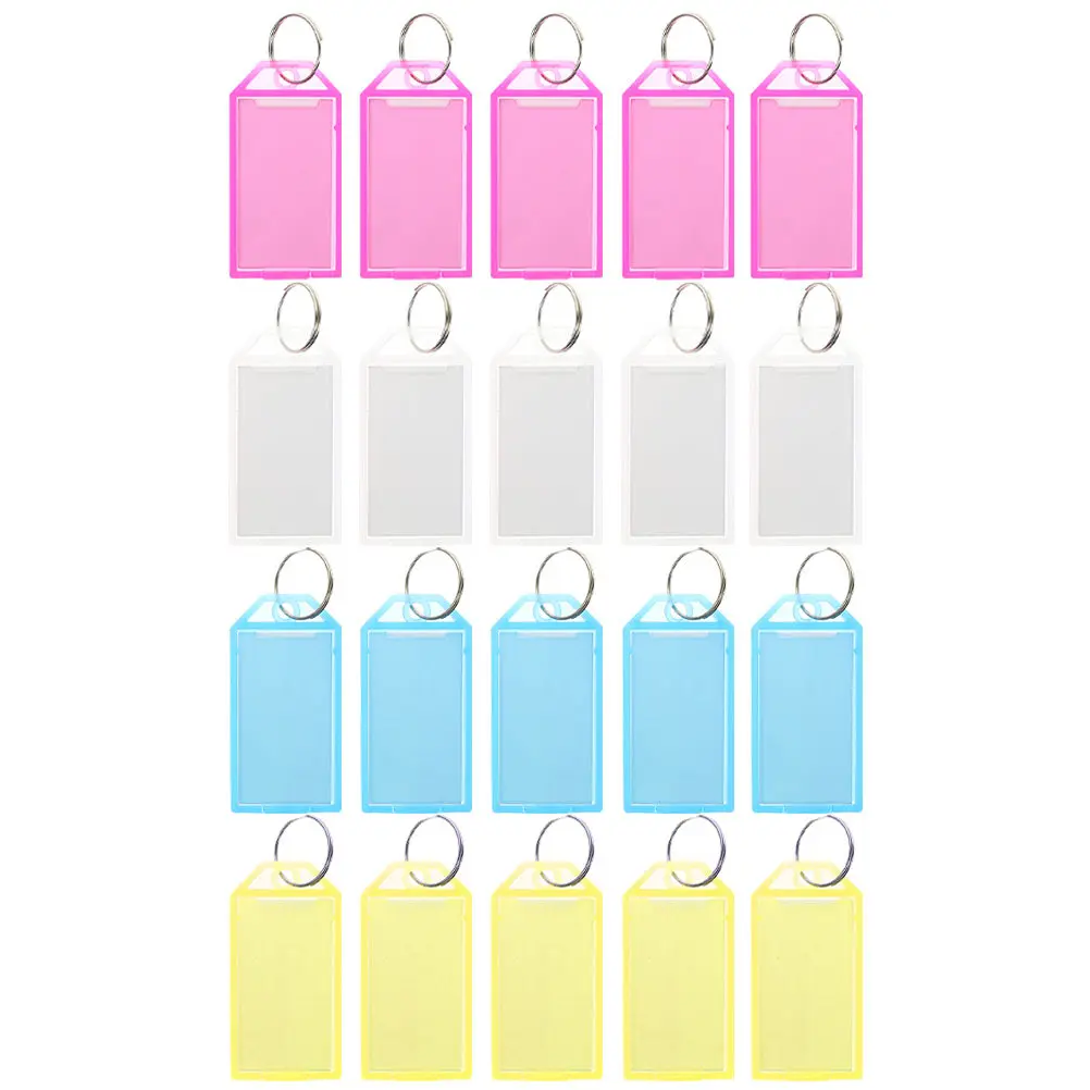 

40Pcs Coloured Keychain Tags with Writeable Labels PP Cover Waterproof Name Tag for Luggage Keys Travel Outdoor Use Compact Key