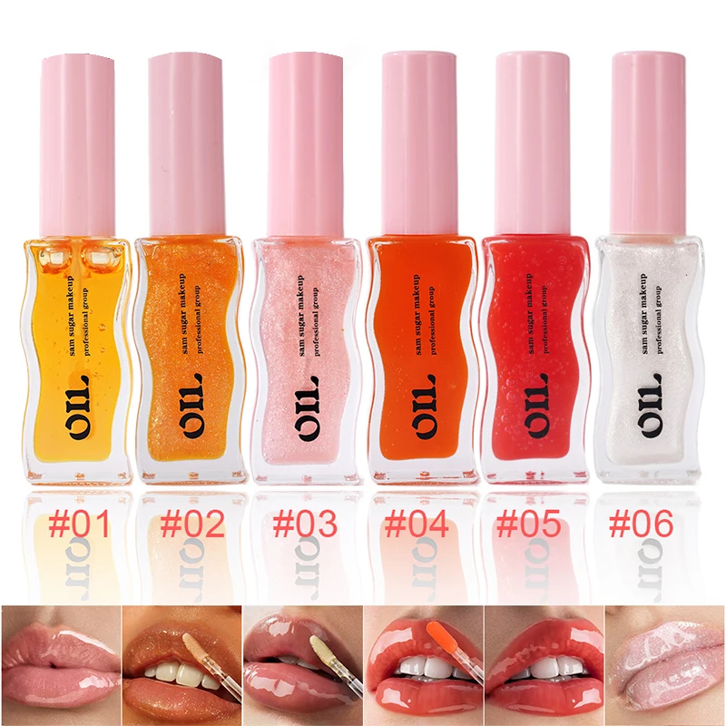 Bálsamo labial hidratante fino de cristal transparente, brillo de miel, brillo de labios de espejo de perla, aceite duradero, maquillaje de labios, 6 colores