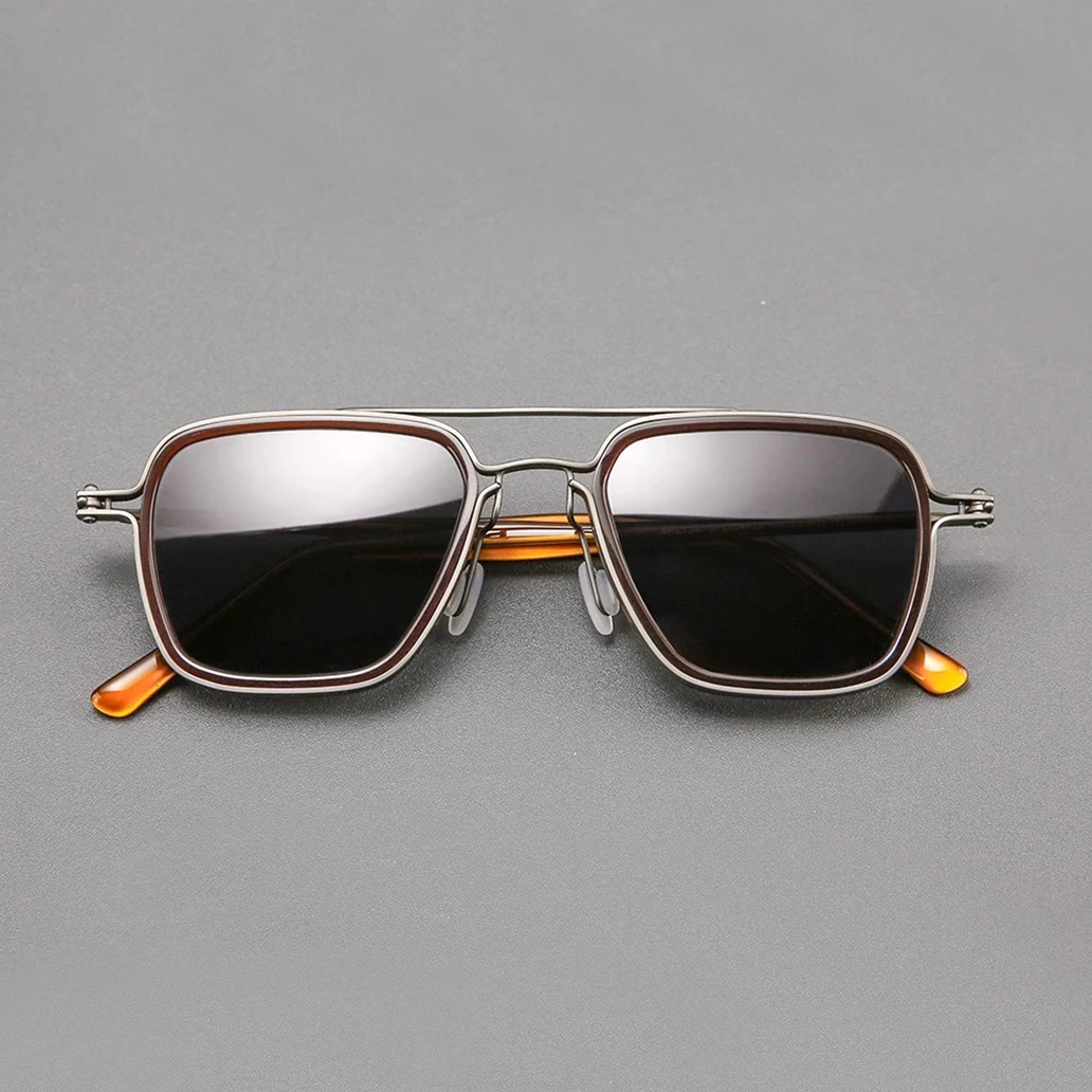 Top Quality Trendy Square Pilot Polarized Sunglasses for Men Women Titanium Sun Glasses UV400 Anti-ultraviolet Sunglass Shades