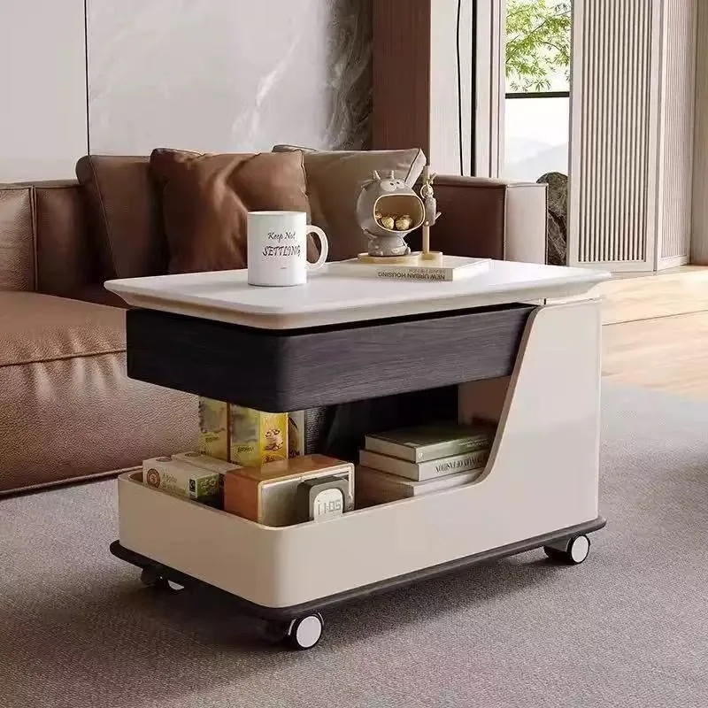 Slate solid wood lifting coffee table small apartment side table living room household sofa side cabinet corner cabinet