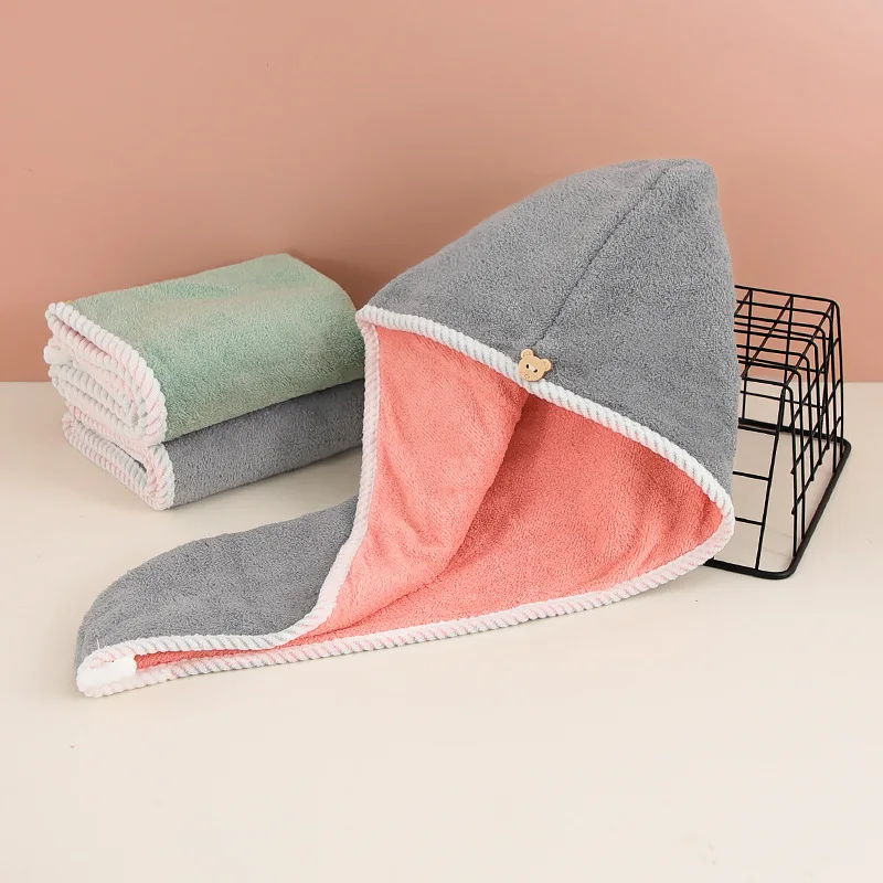 قبعة شعر فيروسية جافة سميكة بطبقة مزدوجة للنساء - منشفة تغليف الشعر فائقة الامتصاص وغير قابلة للانفخ وسريعة الجفاف