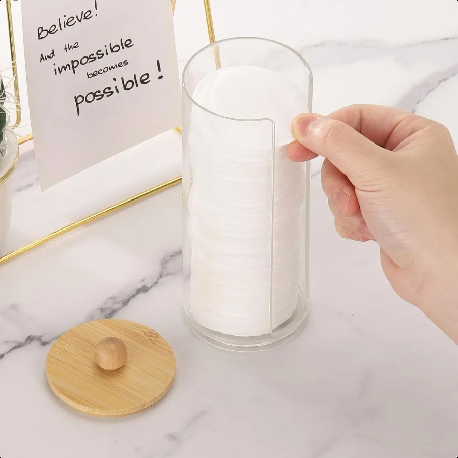 Cotton Pads Holder Makeup Removers Bathroom Organizer Storage Cotton Rounds Clear