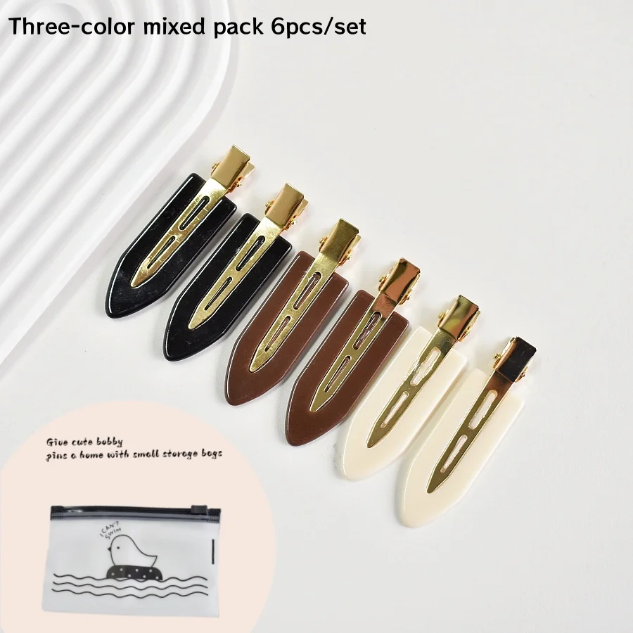 6 STKS/SET Dames Multi-gekleurde Acryl Niet-buigende haarspeld Dagelijkse make-up Gezichtswas Pony Gebroken haar Afwerking Traceless Haarspeld Pro