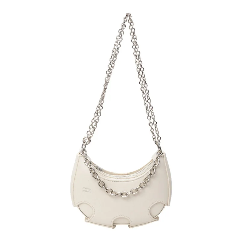 حقيبة يد جديدة على شكل هلال مع ملمس فضي عالي الجودة، وحقيبة قرن متخصصة، وحقيبة كتف فاخرة خفيفة عبر الجسم