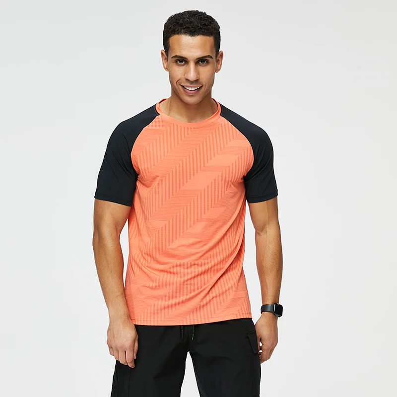 Mens Short Sleeve Sport T Shirt Quick Dry Running T-Shirt Breathable Fitness Shirt Top Ice Silk Gym Football Jerseys Man Clothes