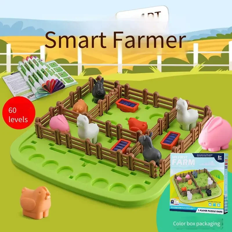 Children’s Brain Training 3D Jigsaw Puzzle - Farm Animal Logic Game Multiplayer Interactive Board & Educational Toy for Kids