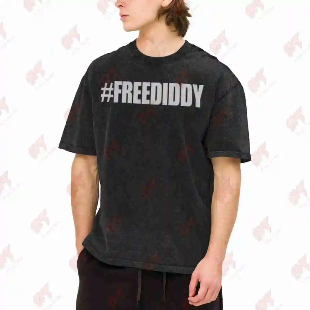 Free Him Freediddy Meme Hashtag Vintage Washed Tee Pure Cotton T-Shirt