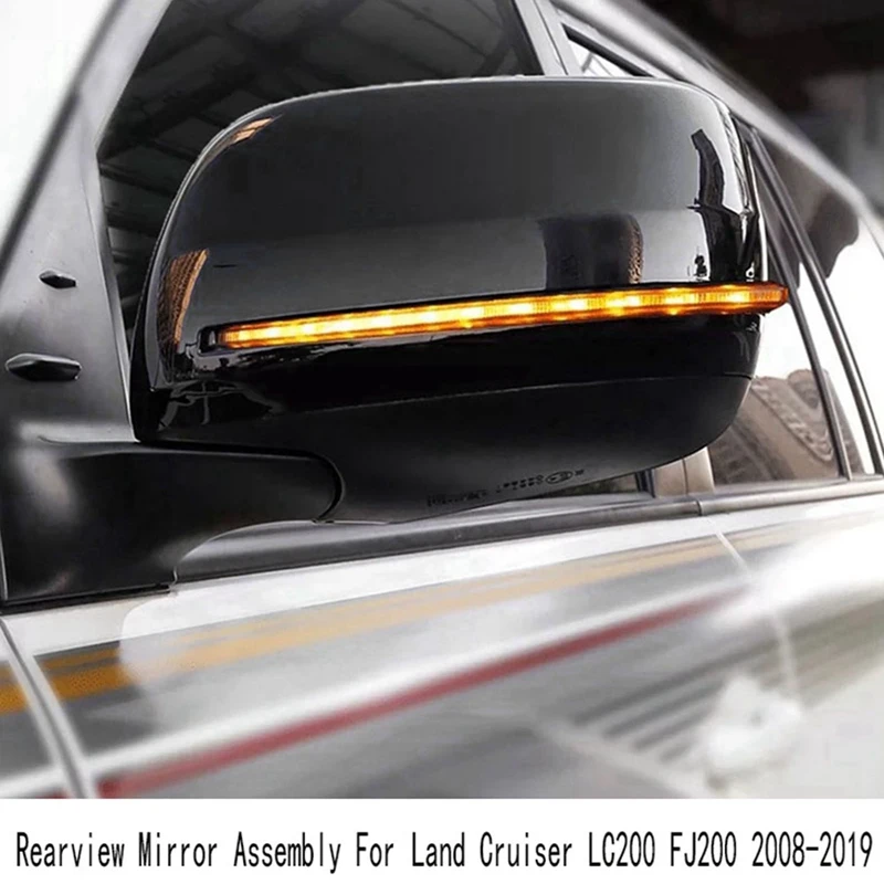 

1Pair Flowing LED Side Rear-View Mirror Cover Mirror Assembly For Toyota Land Cruiser LC200 FJ200 2008-2019