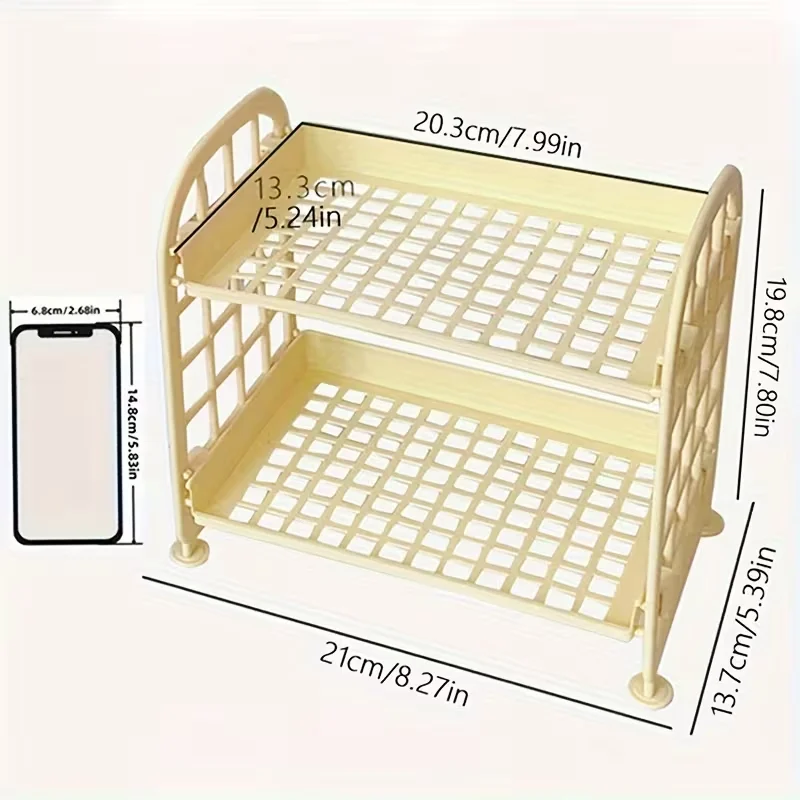 Space-Saving Multi-Functional Desktop Organizer Rack - Powder-Coated Plastic Frame for Efficient Desk Storage