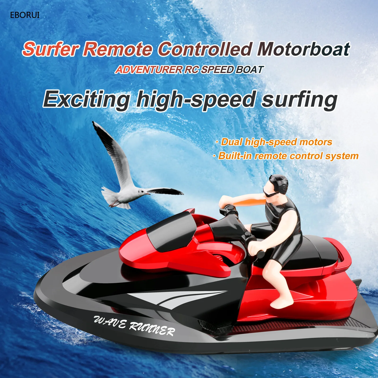 EBORUI 809 RC Motorboat 2.4Ghz RC Boat High Speed Remote Control Boat for Pools Lakes Waterproof Toy for Kids Boys and Girls