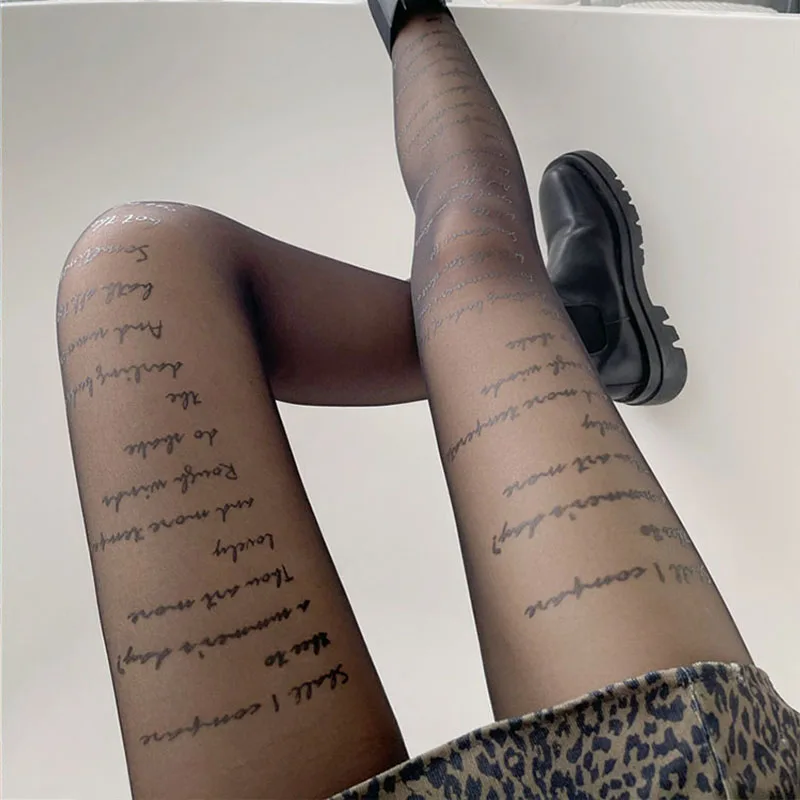 Sparkly Diamond Letter‑Print Fishnet Tights Women Elastic Soft Pantyhose Fashion Hosiery JK Nightclub Party Clubwear Matching