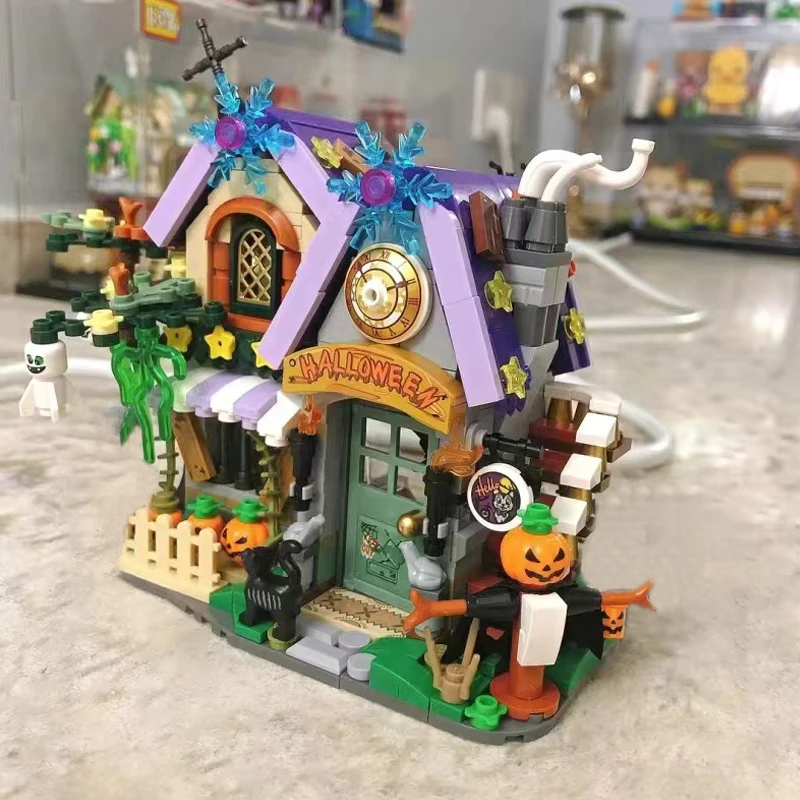 LOZ Creative MINI Halloween Hut House Building Block MOC Pumpkin Carriage Happy Halloween Decoration Bricks Boys Kids Toys Gifts