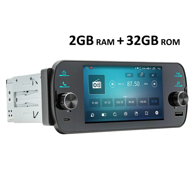 PHYEE 1 Din 5 inch Android autoradio F5005 met GPS-navigatie, draadloze carplay, Android-Auto, BT Wifi, 4G, FM RDS, touchscreen - afbeelding 1